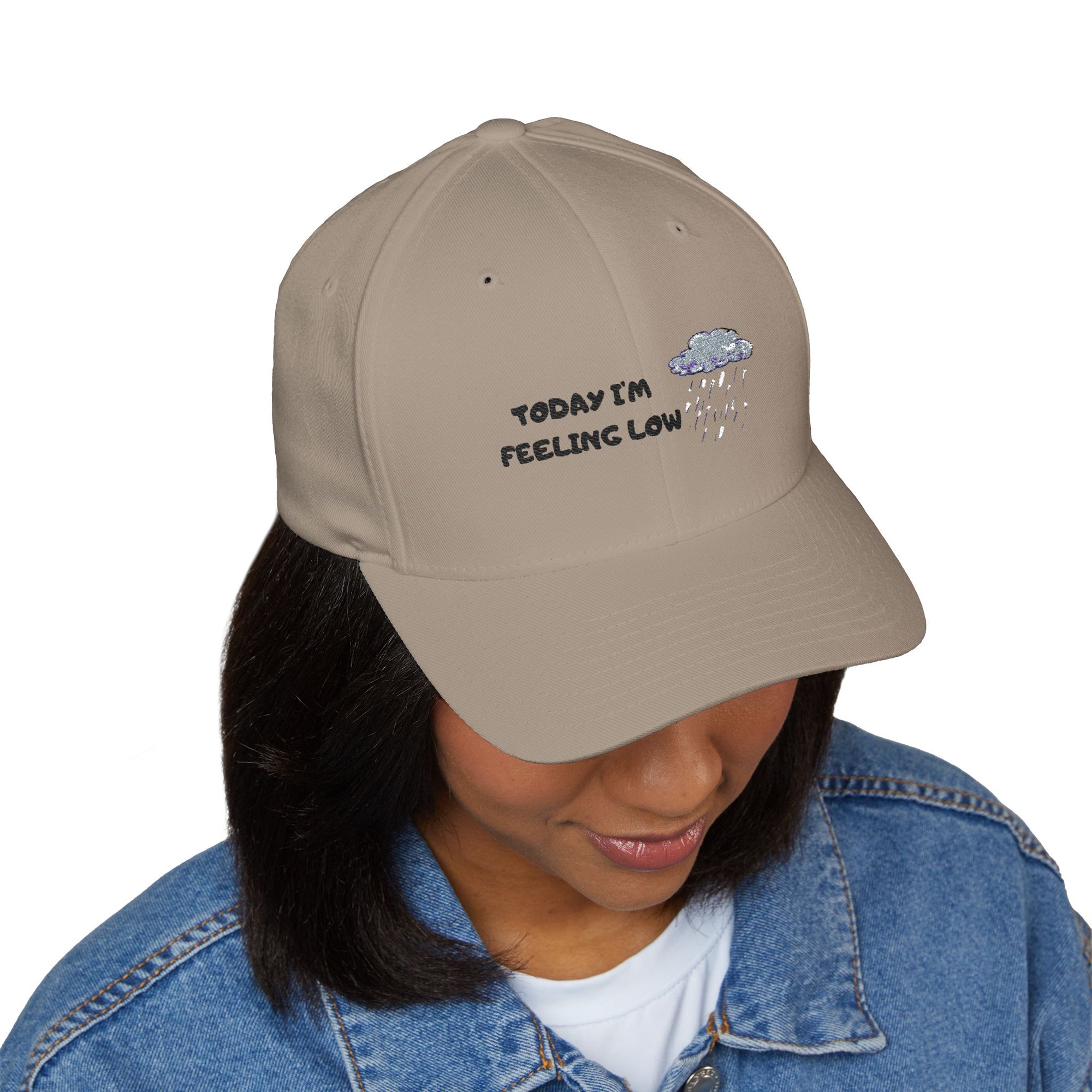 Embroidered Mood Cap - Today I'm Feeling Low, Gift for Friends, Anxiety Relief, Casual Wear, Unique Fashion Statement
