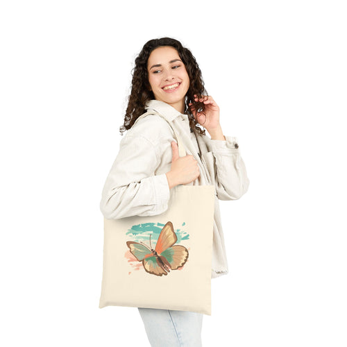 Butterfly Canvas Tote Bag, Eco-Friendly Shopping Tote, Floral Gift Bag, Beach Tote, Reusable Grocery Bag