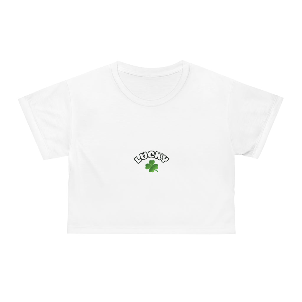 Lucky Clover Crop Tee - Feel Good Vibe for St. Patrick's Day, Casual Wear, Lucky Charm, Gift for Friends and Family, Trendy Tee